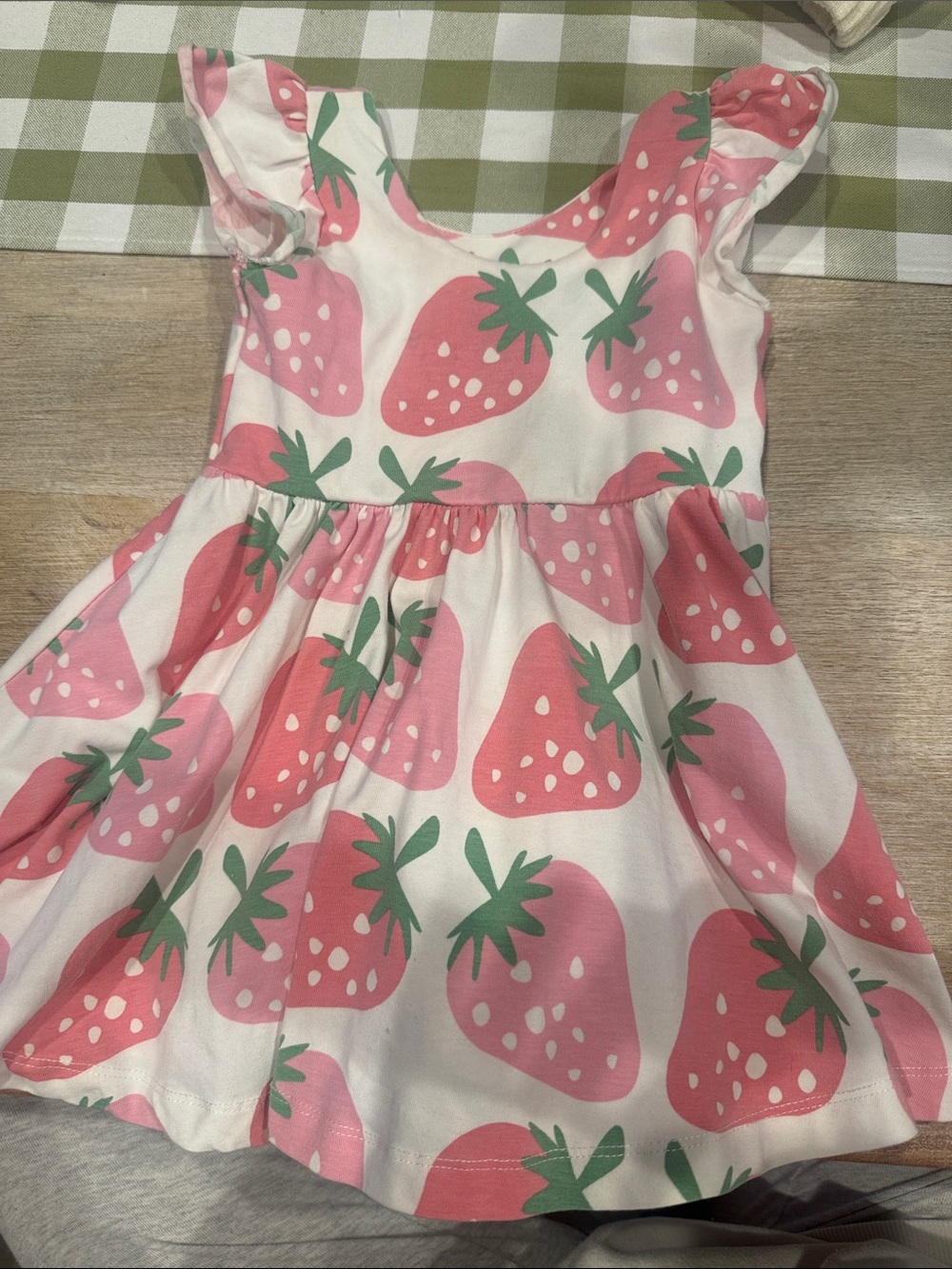 Girls' Pink Strawberry Print Summer Dress